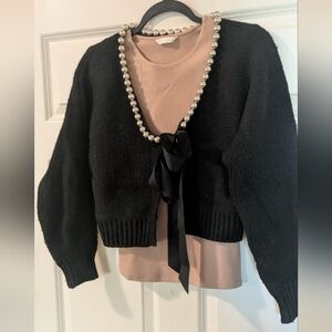 Zara Black Sweater with Silver Accents